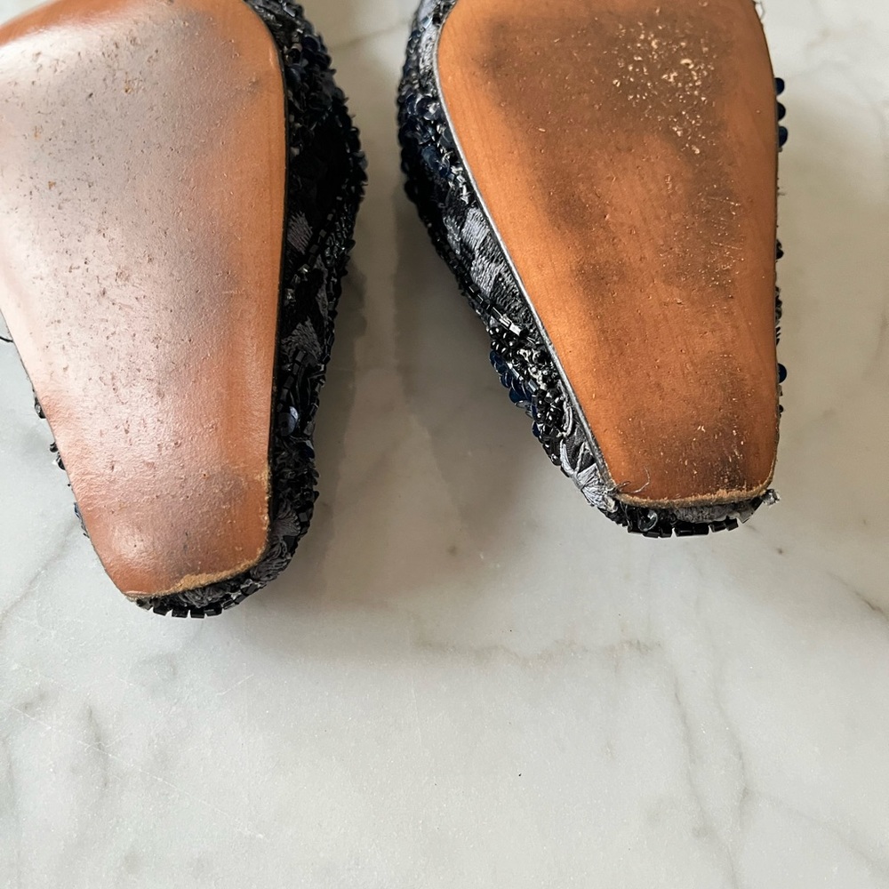 Vintage Arnold Churgin Silk Beaded Mule Size 4 1/2 (fits like size 5) - Picture 7 of 10
